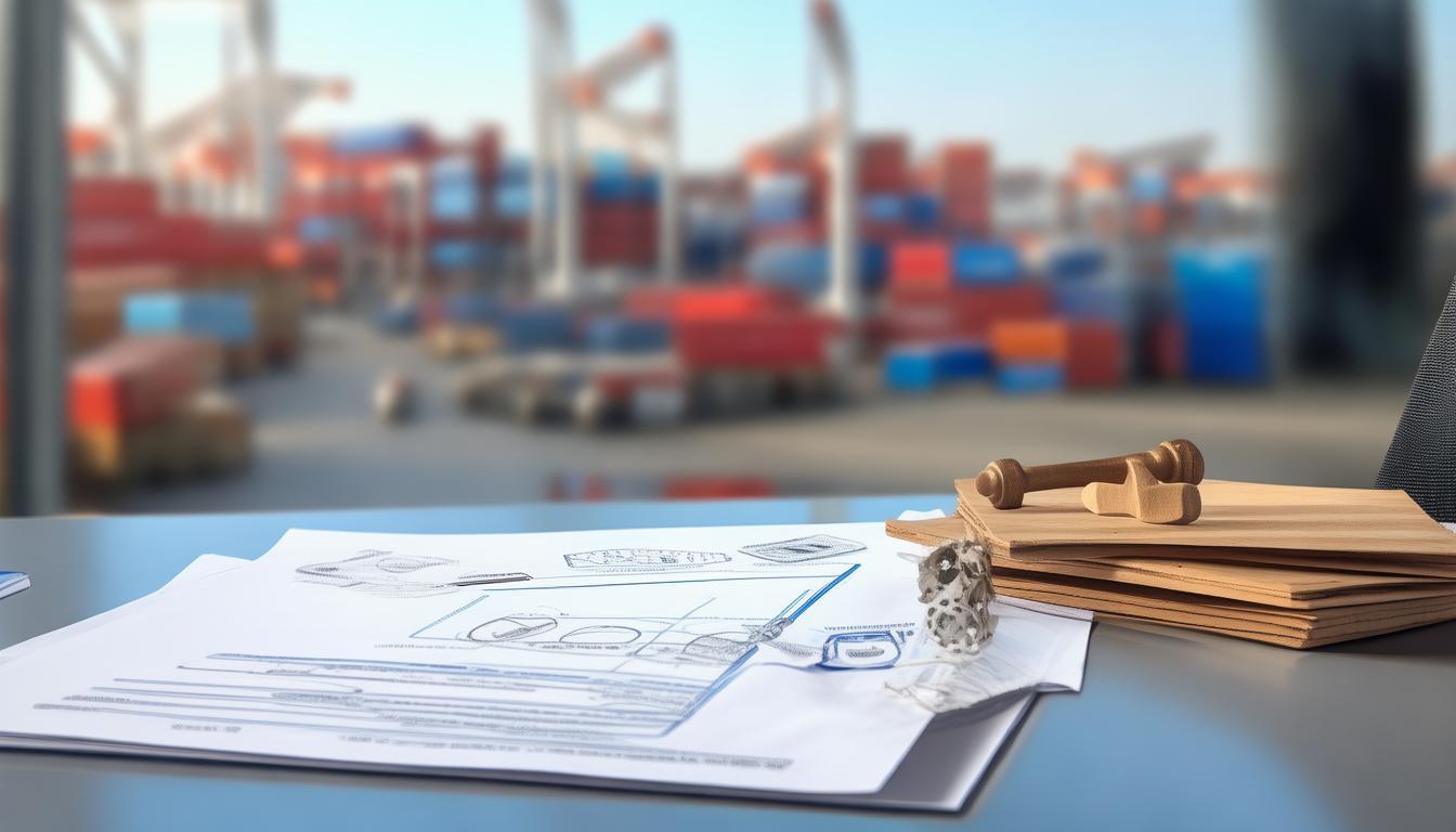Customs clearance documents with official stamps at the port