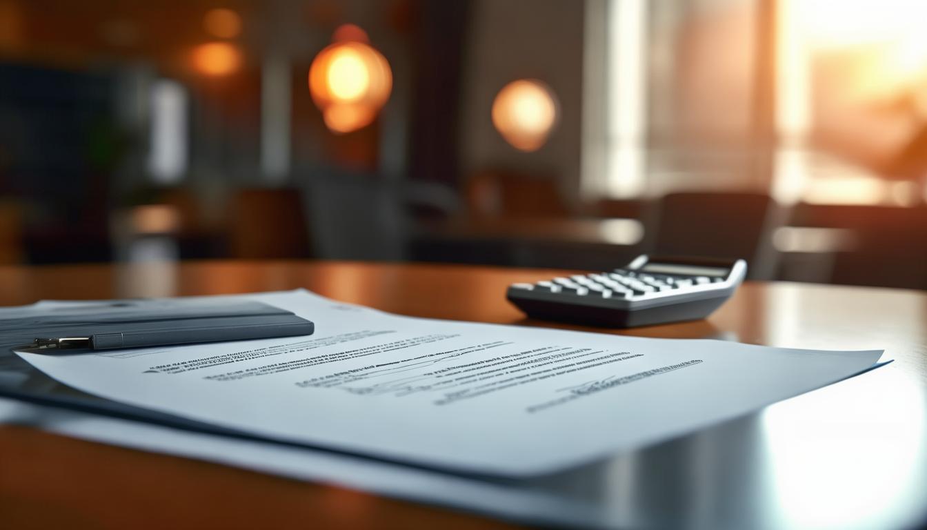 International trade payment documents and signed contract on a desk