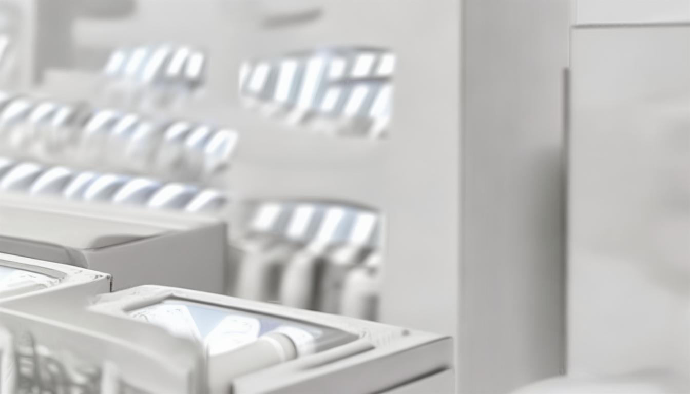 Unlabelled LED bulbs and flat LED panel lights in plain white boxes on a pallet